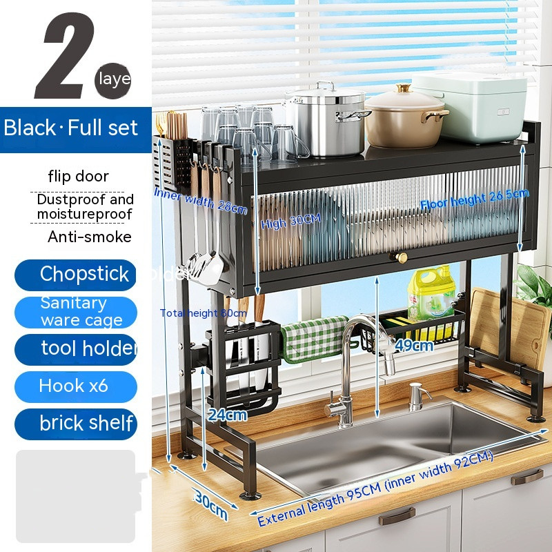 Dish Rack Over The Sink with Cutlery Drainer