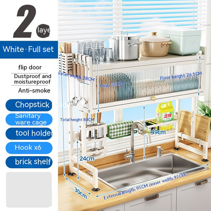 Dish Rack Over The Sink with Cutlery Drainer