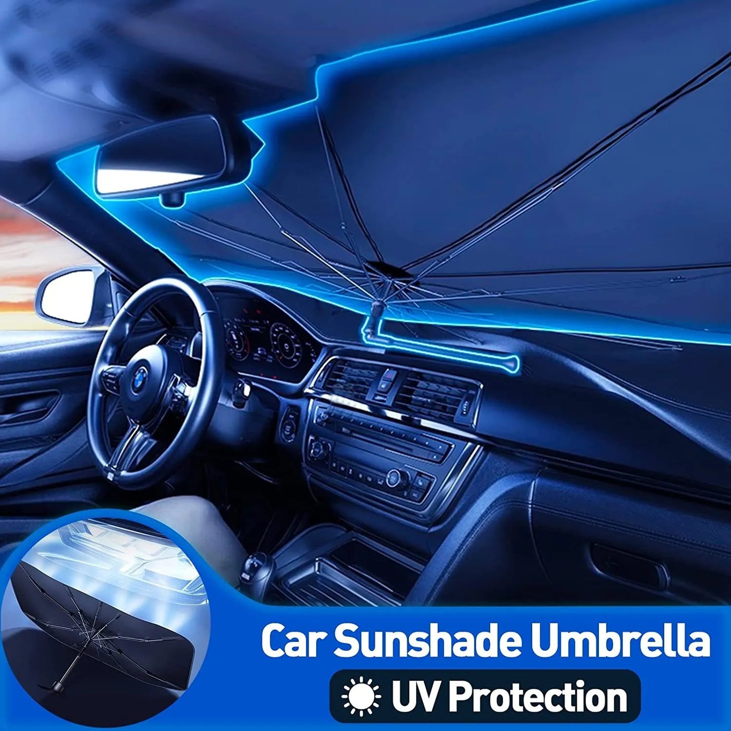 Car Windshield Sun Shade Umbrella -(Heat Insulation Protection) for Auto Windshield Covers Most Cars