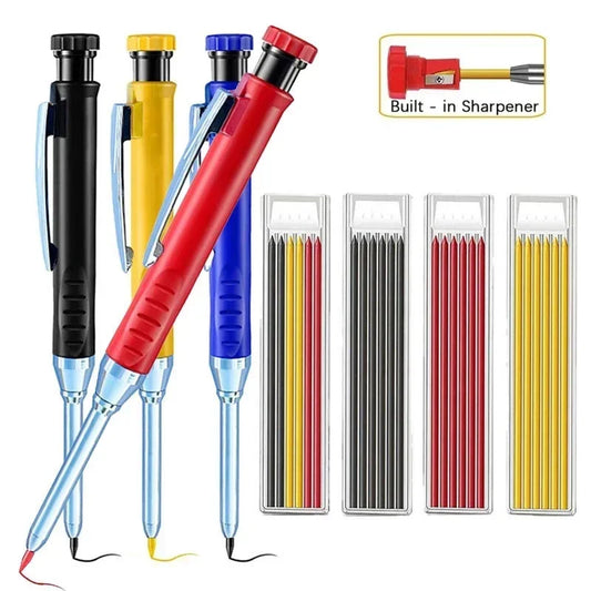 2.8mm Solid Carpenter Mechanical Pencil with Sharpener for Woodworking Construction Long Head Carpenter Pencil Stationery Supply