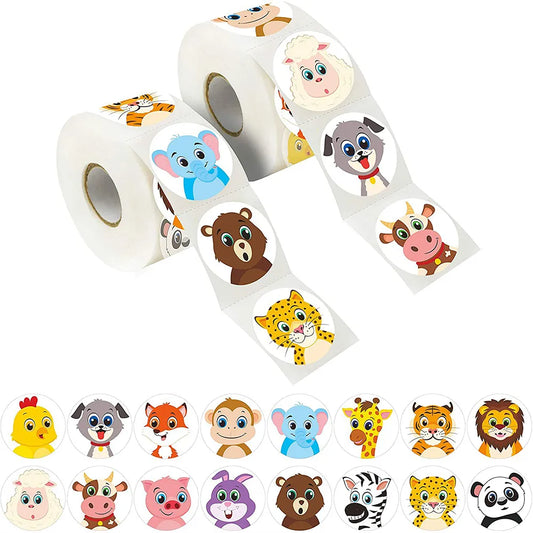 50-500pcs Cartoon Animal Sticker Children Label Thank You Stickers Cute Toy Game Tag DIY Gift Sealing Label Decoration Supplies