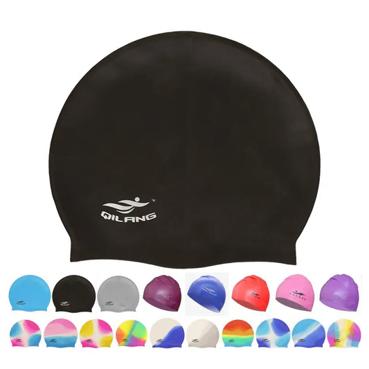 Waterproof Silicone Swim Caps Women Men High Elastic Flexible Protect Ears Hair Swimming Pool Hat for Adults Children Girls Boys