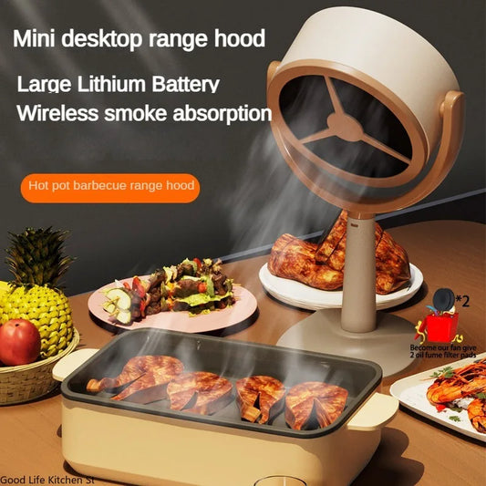 Wireless Desktop Range Hood Mini Kitchen Hood USB Rechargeable Okap Kuchenny Portable Household Barbecue Hot Pot Mute Range Hood