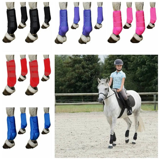 4pcs/set 3 Size Horse Sport Boots Set Breathable Durable Leg Protective Support Gear Colorful Easy To Wear Horse Leg Wraps