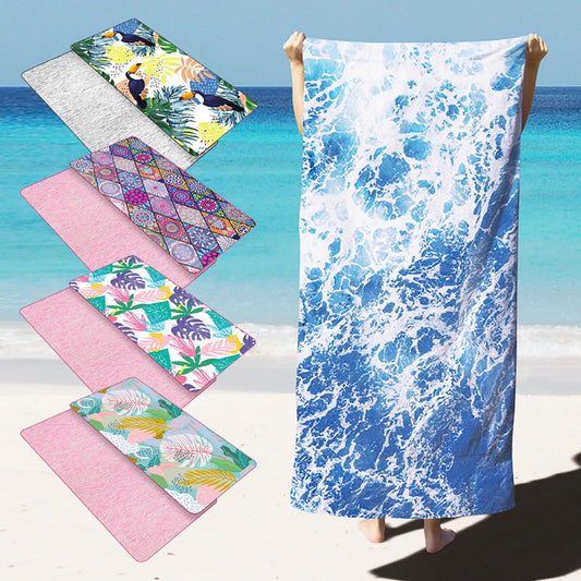 HiTurbo Microfiber Blanket Quick Drying Beach Towels, Oversized 35*71in Printing Towel, Super Absorbent Pool Towel Blanket, Bohe
