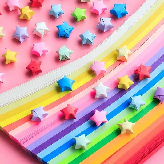 540 Sheets Origami Stars Paper Strips 27 Colors Folding Paper Colorful Double Sided Lucky Star Origami DIY Hand Arts Make Gifts