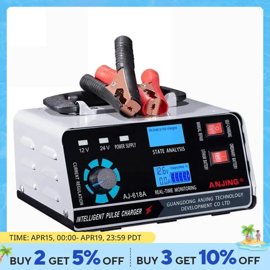 Large Power 400W Battery Charger 12V/24V Car Battery Charger Trickle Smart Pulse Repair for Car SUV Truck Boat