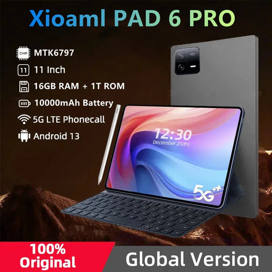 2024 Global Version Original Pad 6 Pro Tablet 11inch HD 4K Android 13 16GB+1T 10000mAh 5G Dual SIM Phone Call WIFI Mi Tablet PC