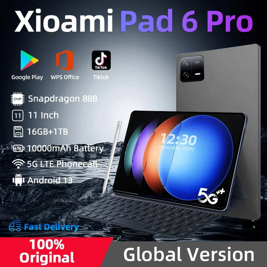 2024 Original Global Version  Android 13 Tablet Pad 6 Pro 16GB+1TB Snapdragon 888 Tablets PC 5G Dual SIM Card WIFI  HD 4K Mi Tab