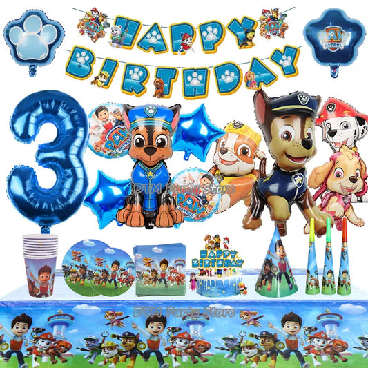 PAW Patrol Birthday Party Decorations Latex Aluminum Foil Balloons Disposable Tableware Kids Event Supplies Chase Marshall Skye
