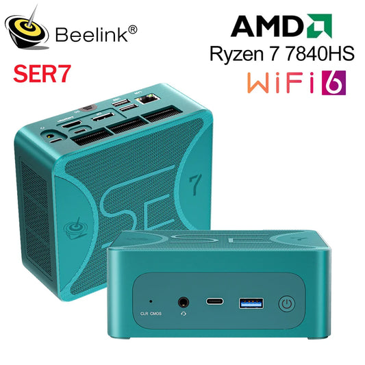 New Beelink SER7 Ryzen7 7840HS Up to 65W Mini PC DDR5 32GB SSD 1T NVME SSD Wifi6 Gaming Computer VS SER6 Pro 7735HS SER 5800H