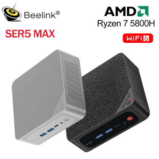 2023 Beelink Ryzen 7 5800H SER5 Max Pro Mini PC AMD DDR4 16GB RAM 500GB SSD 5500U WiFi6 4K HD Desktop Computer SER5 Pro 5700U