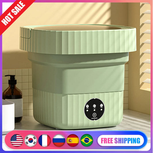 6L Folding Washing Machine For Clothes With Dryer Bucket Washing For Socks Underwear Mini Washing Machine With Spinning Dry