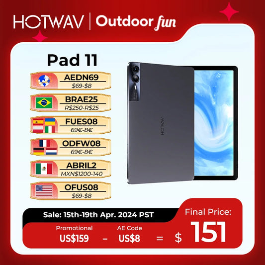 [World Premeire] HOTWAV Pad 11 Tablet 11'' 2K Display 8000mAh Battery PC Mode Pad 12(6+6)GB RAM 256GB ROM Widevine L1 Tablet PC