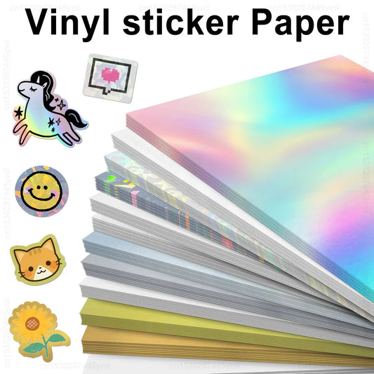 10 Sheets Printable Vinyl Sticker Paper Waterproof A4 Transparent Copy Paper for Inkjet Printer DIY Self-adhesive Label Stickers