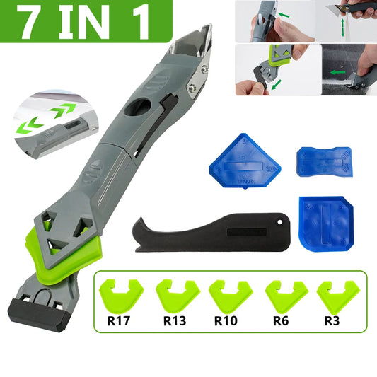 Silicone Scraper Sealant Smooth Remover Tool Set 7 In 1 Floor Caulk Finisher Grout Kit Glass Glue Angle Scraper Set Accessoriess