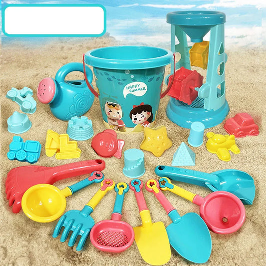 23PCS Summer Beach Set Toys For Kids Digging Sand Plastic Bucket Watering Bottle Shovels Children Beach Water Game Toys Tools