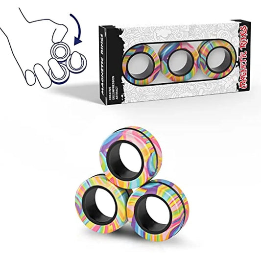 Magnetic Rings Fidget Toy Set Adult Fidget Magnets Spinner Rings  Fidget Pack Great Gift for Adults Teens Kids (3PCS)
