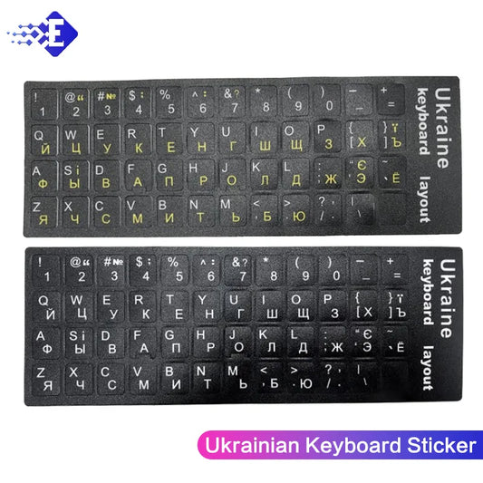 Ukraine Language Ukrainian Keyboard Sticker Layout Durable Alphabet Black Background White Letters For Universal PC Laptop