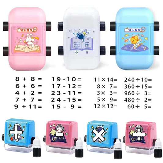 Math Roller Stamp Addition Subtraction Multiplication Division Practice Digital Mathematical Operation Stamp Teaching Supplies