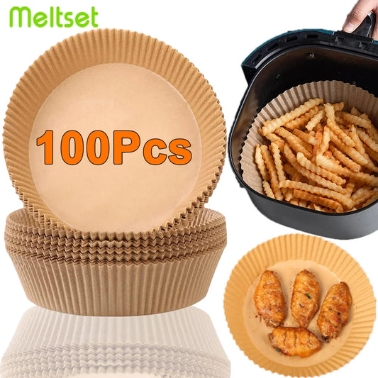 50/100Pcs Air Fryer Disposable Paper Non-Stick Airfryer Baking Papers Round Air-Fryer Paper Liners Paper Kitchen Accessories