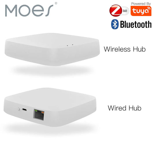 MOES Tuya ZigBee Wireless Gateway Hub Wired Multi-mode Bridge Bluetooth Remote Controller Mesh Smart Life APP Alexa Google Home