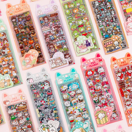 150PCS+ Card Kawaii Scrapbooking Bicycle Decals Gift Frog Students Cartoon Stationery PET Diary Stickers Notebook Cute Girls
