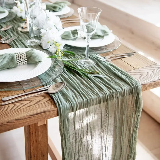 Gauze Table Runner Dinning  Decoration 90*300CM Rustic Country Boho Beach Wedding Party Table Decor Christmas Table Runners