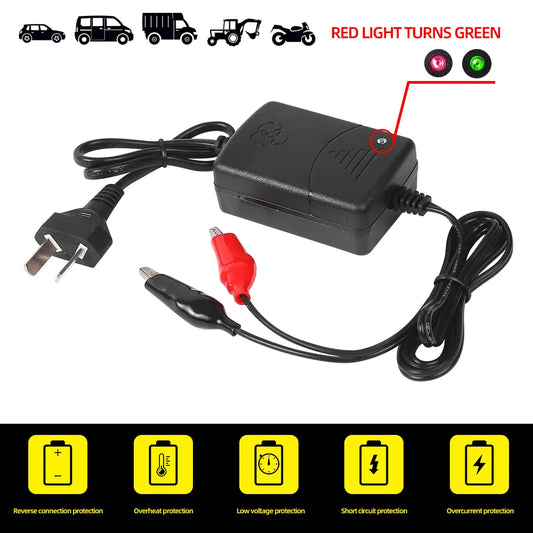 12V 1300Ma Universal Smart Battery Charger Eu Us Au Uk Plug Rechargeable Sealed Lead Battery Charger for Car Truck Motorcycle