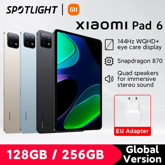 【World Premiere】Xiaomi Pad 6 Global Version 128GB/256GB Snapdragon 870 Processor 144Hz WQHD+ 8840mAh 33W Fast Charging Tablet