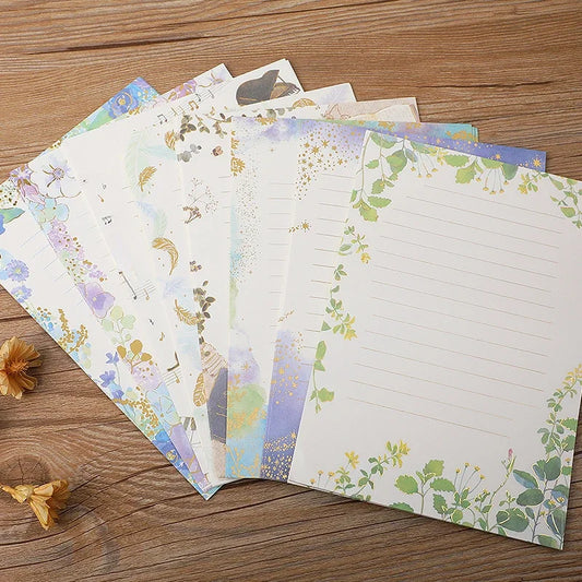 8pcs/pack A5 Vintage Letter Paper Writing Paper Cute Letter Pads for Envelope Stationary Paper Wedding Party Invitation Supplies