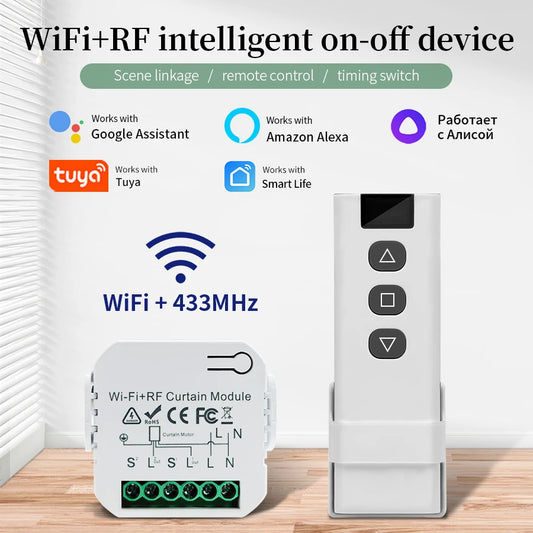 Tuya WiFi Smart Curtain Switch Controllers Roller Blinds Shutter Motor Smart Life APP Remote Control Alexa Google Home Voice Con