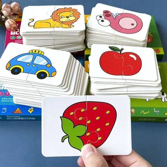 NEW Baby Puzzle Toys for Children Animals Fruit Truck Graph Card Matching Games Montessori Toys for Kids Boys Girls