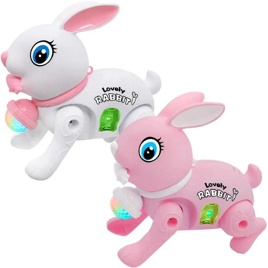 New Cartoon Electronic Walking Rabbit Toy Music Lovely Luminescent with Traction Rope Toys for Baby Learning Crawling Toys
