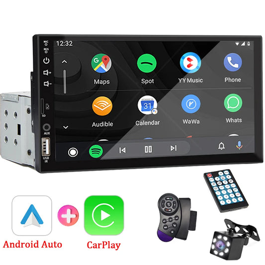 7“ Car Radio 1 Din Carplay Android Auto Multimedia Player HD Touch Screen FM AUX Input Bluetooth MirrorLink Universal Autoradio