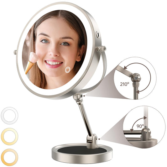 9" Large vanity mirror with lights and Magnification 10X/1X