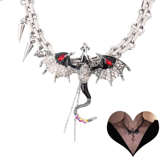 Imprisoned flying dragon necklace