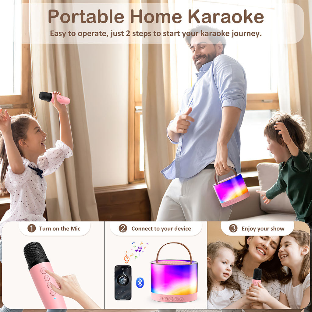 JYX D23 Mini Karaoke Machine for Kids with Wireless Microphones